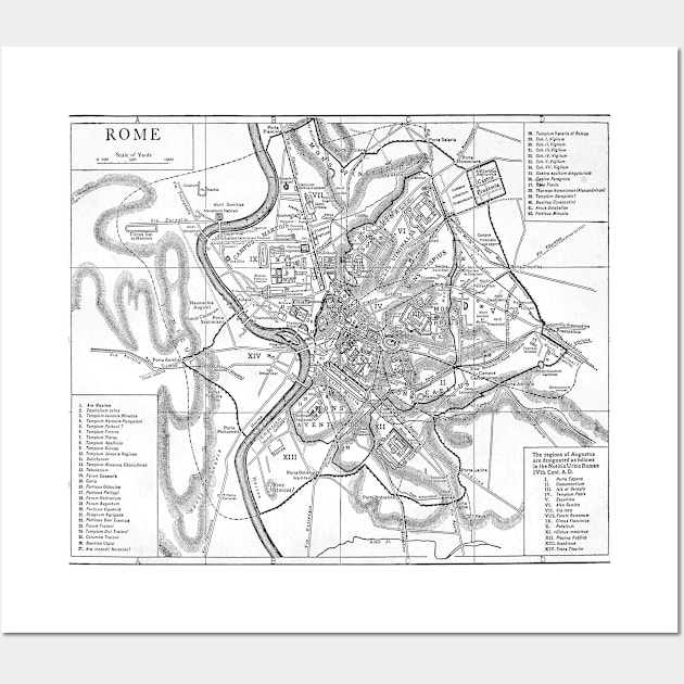 Vintage Map of Rome Italy (1911) Wall Art by Bravuramedia